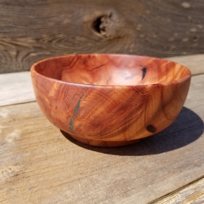 Redwood Bowl Hand Turned 5 Inch Handmade California Salad USA Made Curly #242