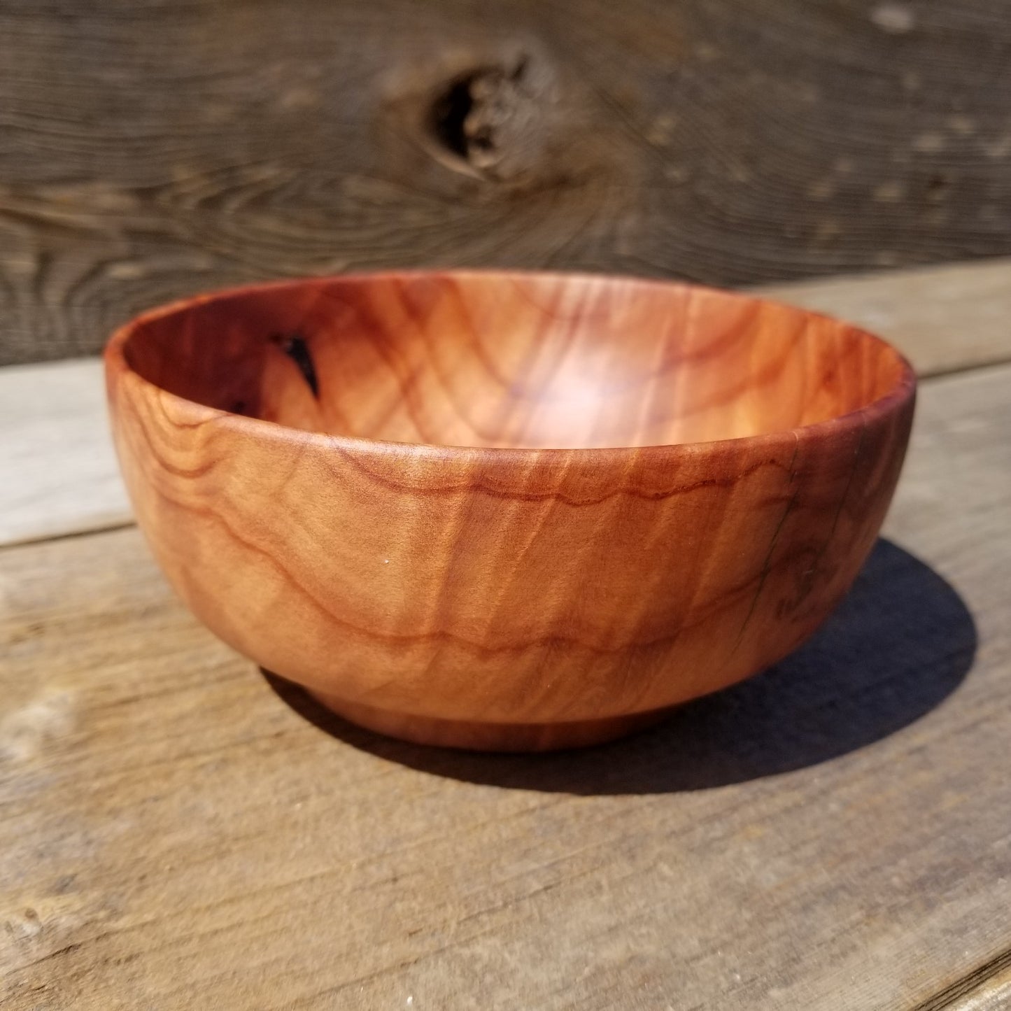 Redwood Bowl Hand Turned 5 Inch Handmade California Salad USA Made Curly #242