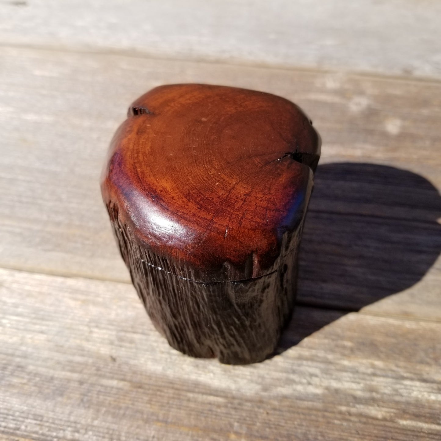 Handmade Wood Ring Box Rustic Redwood #252