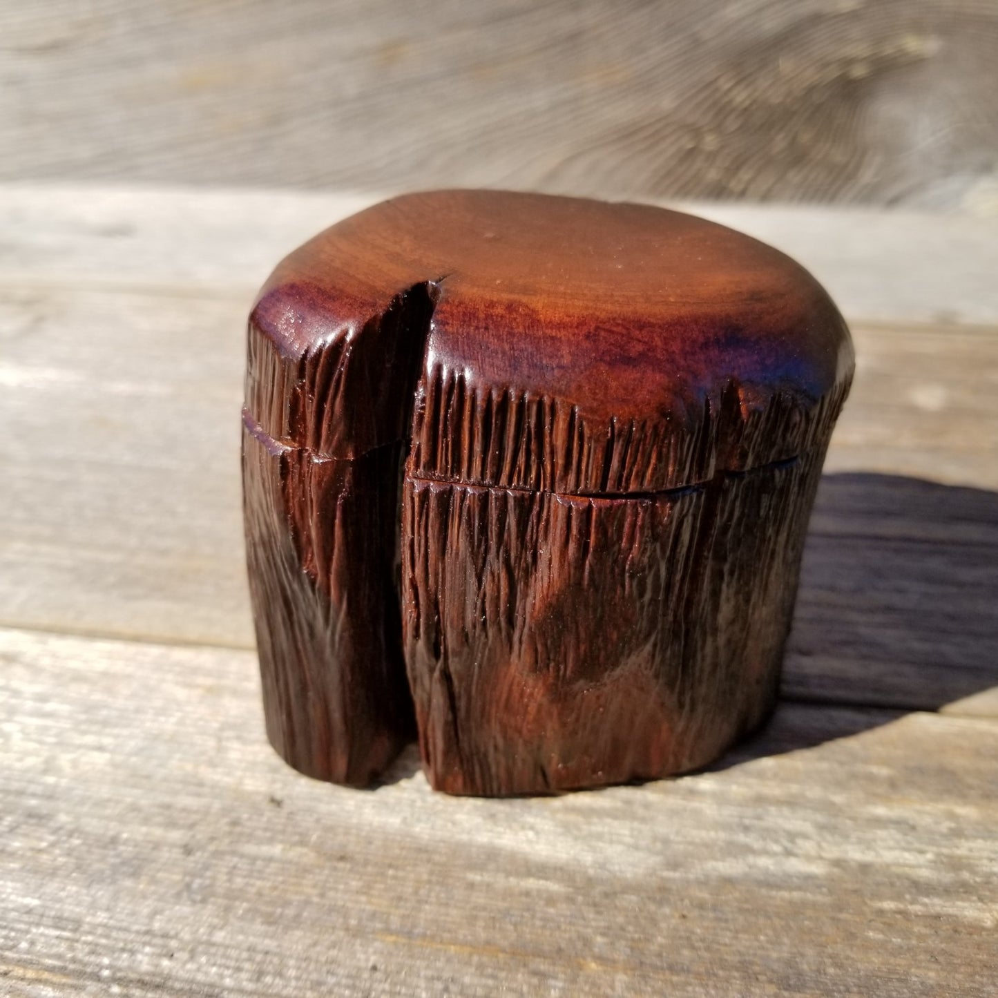 Handmade Wood Ring Box Rustic Redwood #252