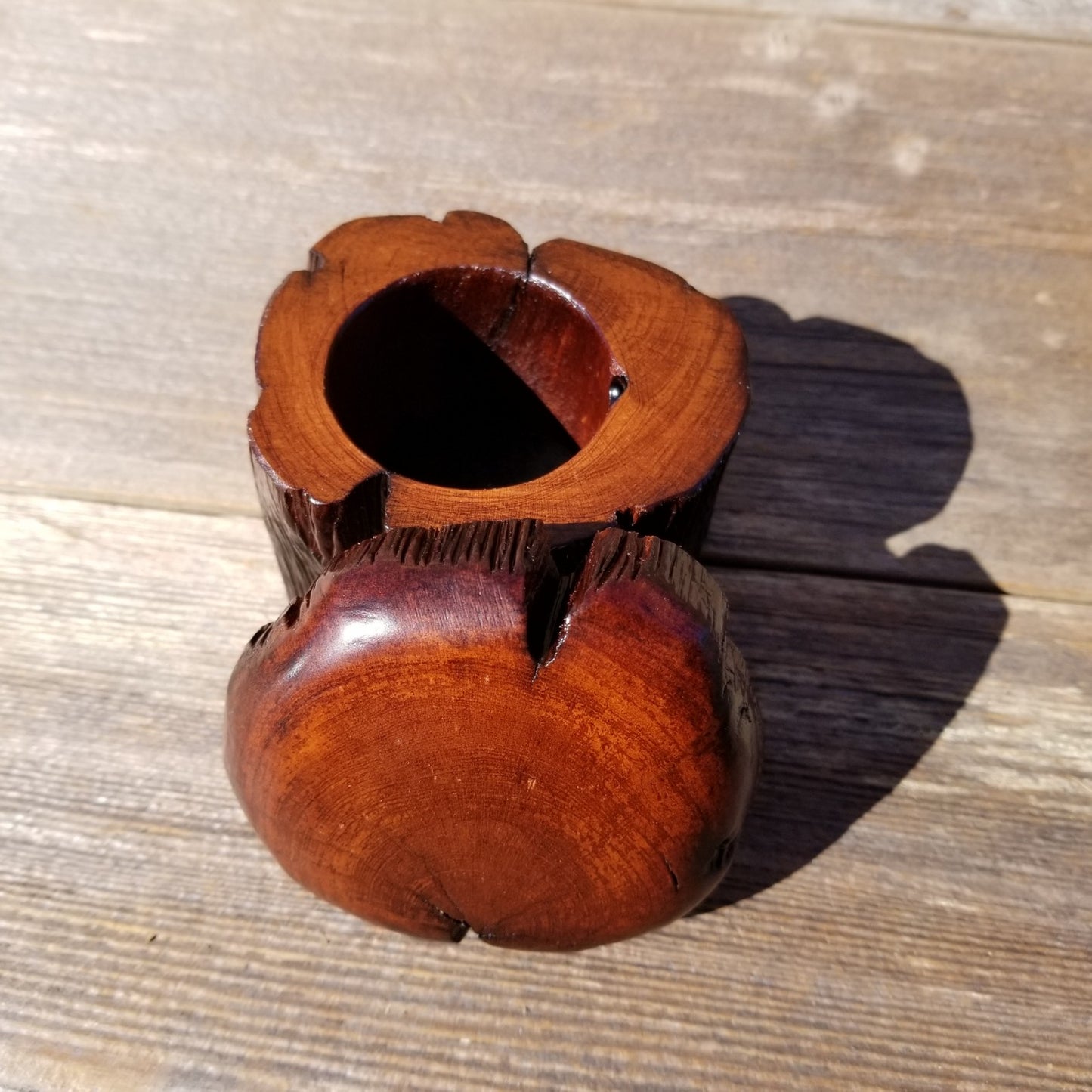 Handmade Wood Ring Box Rustic Redwood #252