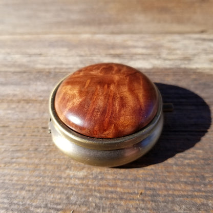 Redwood Pill Box 3 Sections Handmade Top California Burl #201