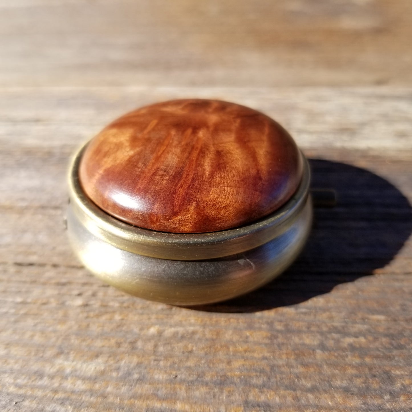 Redwood Pill Box 3 Sections Handmade Top California Burl #201