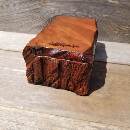 Handmade Wood Box with Redwood Tree Engraved Rustic Handmade Curly Wood #461 California Redwood Jewelry Box Storage Box