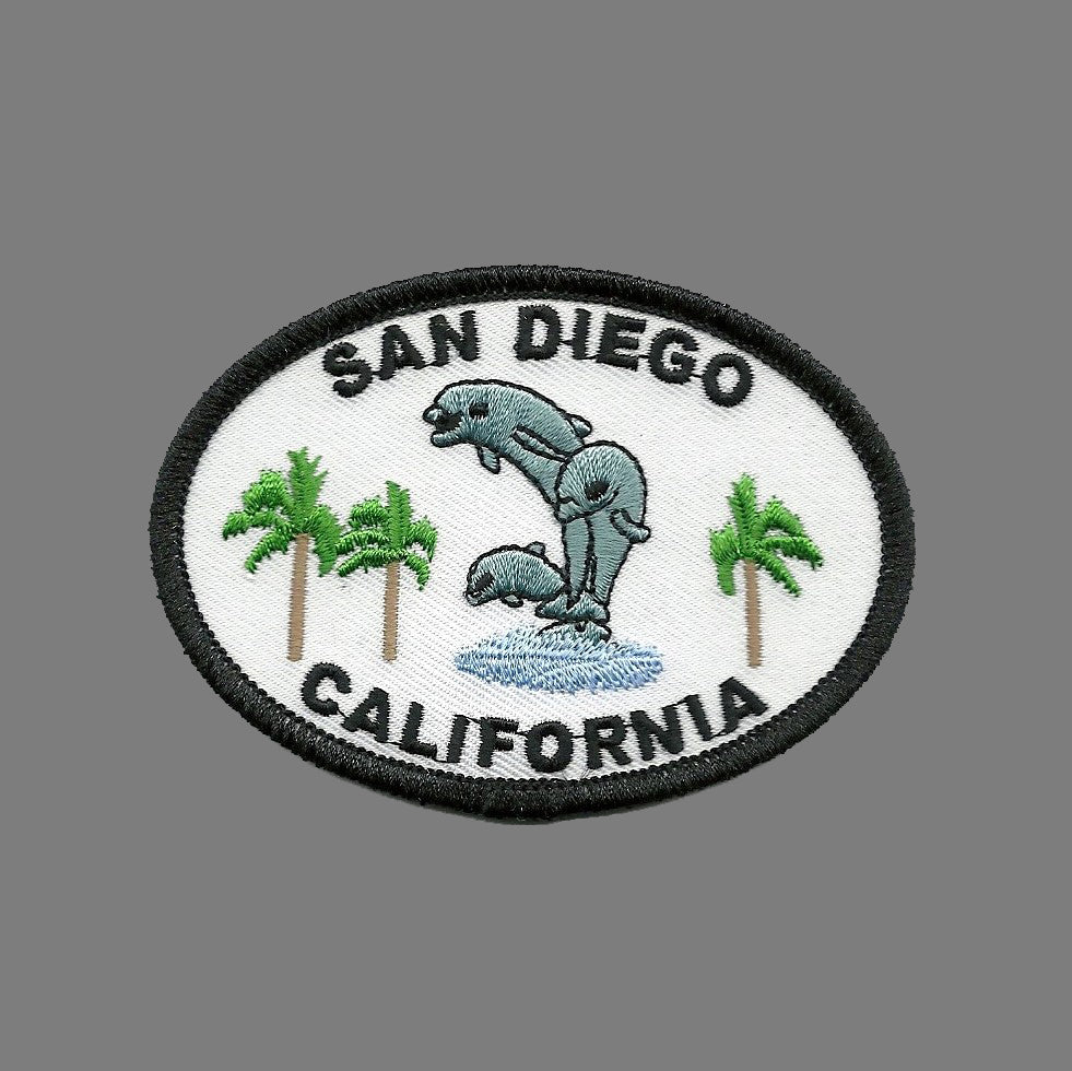 California Patch - San Diego Iron On Souvenir - Dolphins - Palm Trees Badge Emblem