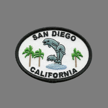 California Patch - San Diego Iron On Souvenir - Dolphins - Palm Trees Badge Emblem