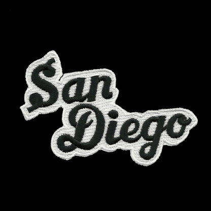 San Diego Patch - Script Black and White - Iron On California Souvenir Badge Emblem