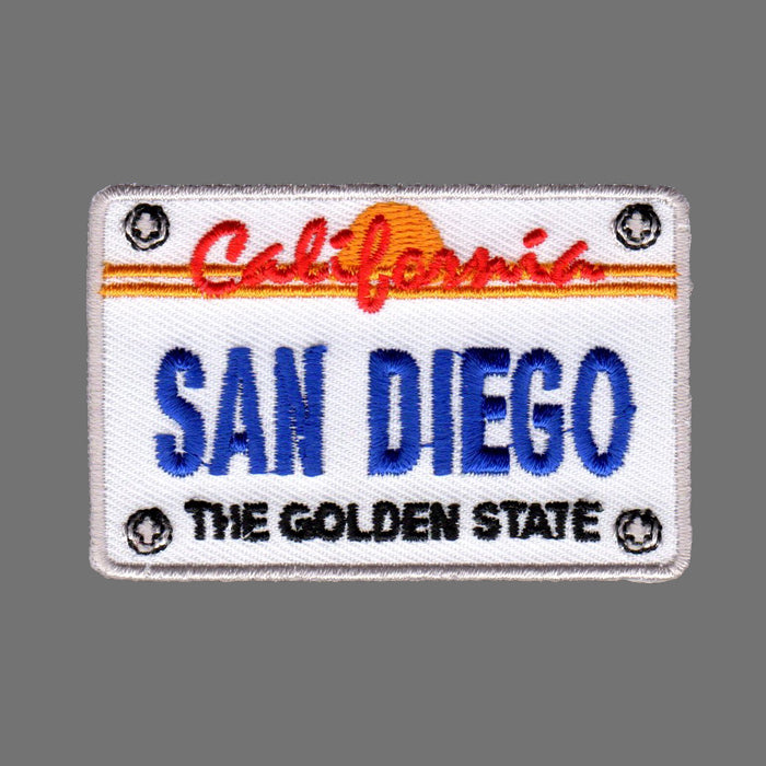 San Diego License Plate California Patch Iron On Souvenir Applique Badge Emblem Accessory