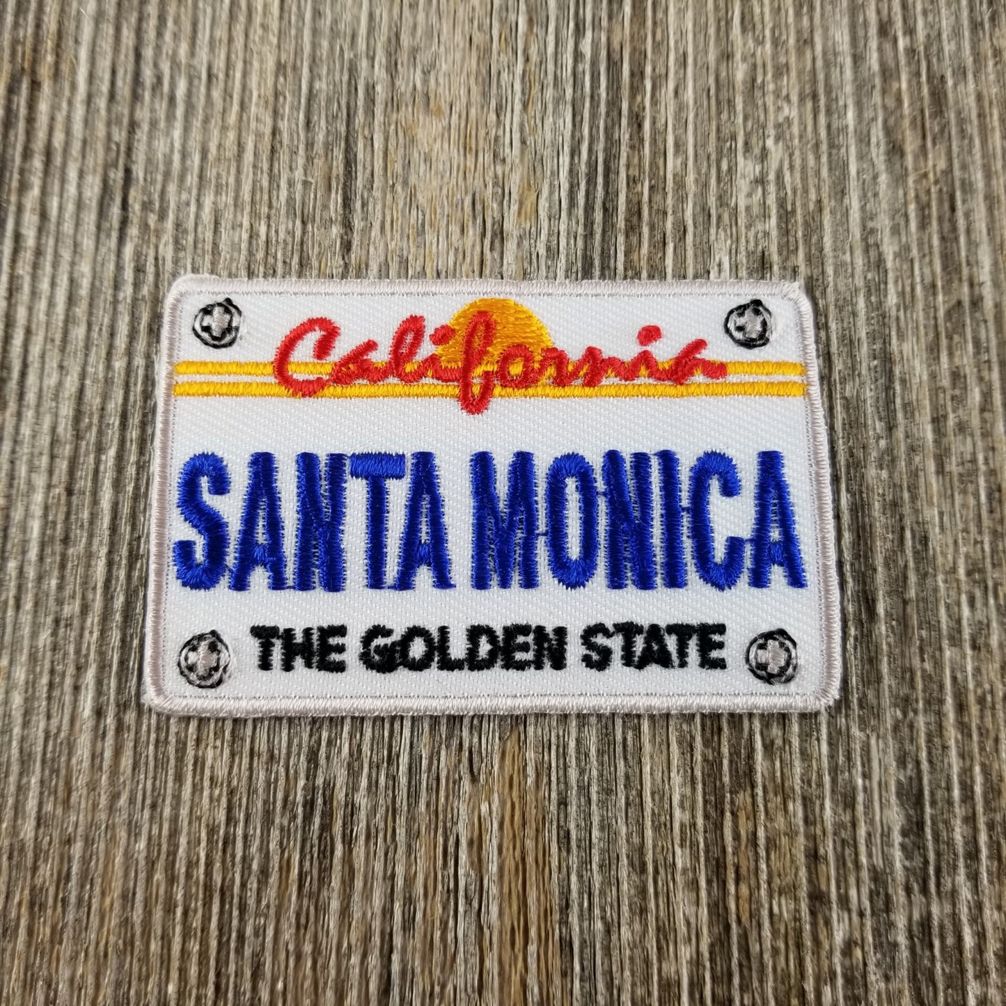 Santa Monica Patch - California Golden State - Iron On CA License Plate Souvenir Badge Emblem