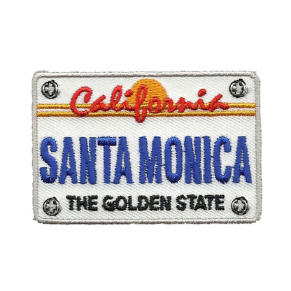 Santa Monica Patch - California Golden State - Iron On CA License Plate Souvenir Badge Emblem