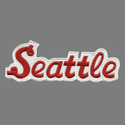 Seattle Patch - Script Red and White - Iron On Washington Souvenir Badge Emblem