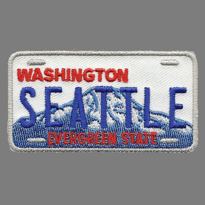 Seattle Patch - The Evergreen State - WA License Plate Iron On Souvenir Badge Emblem