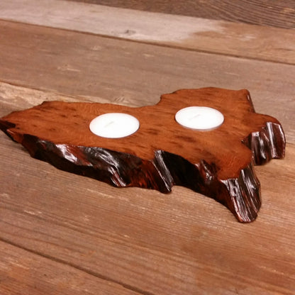 Redwood Candle Holder 2 Tealight Wood Rustic Home Decor Handmade Wood Gift #2