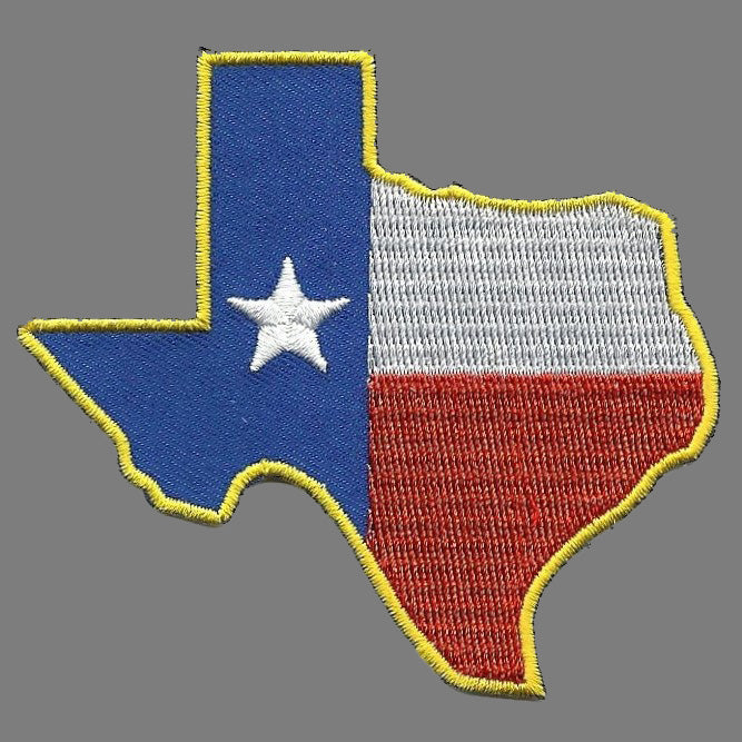 Texas Patch - TX Flag State Shape - Lonestar Iron On Souvenir Badge Emblem Applique