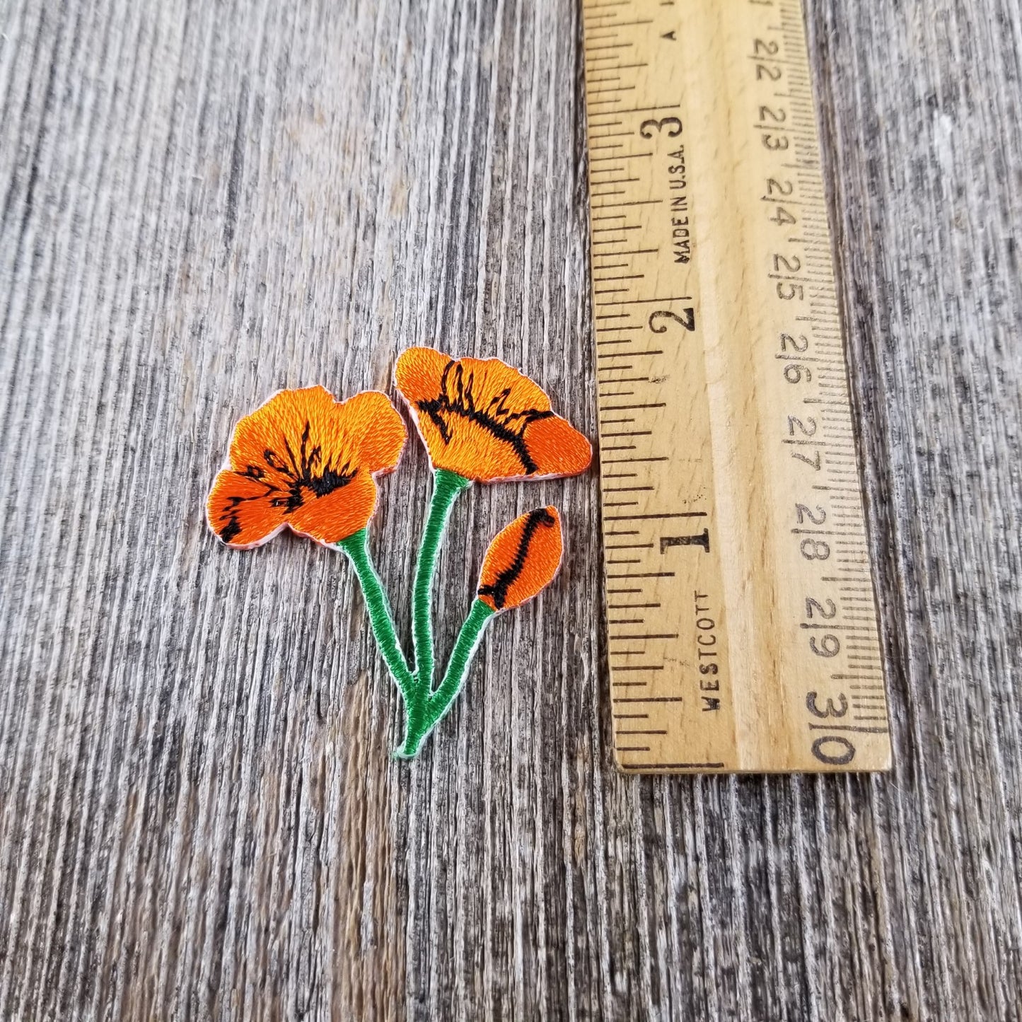 California Poppies Iron On Patch - Cutout Shape - California Souvenir - CA Badge Emblem 1.5"