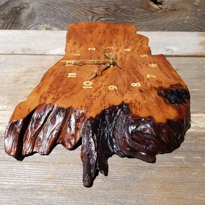 Redwood Clock Handmade Wall Hanging Rustic Wedding Gift Burl Live Edge #180 Mini Wall Clock 5th Anniversary Gift