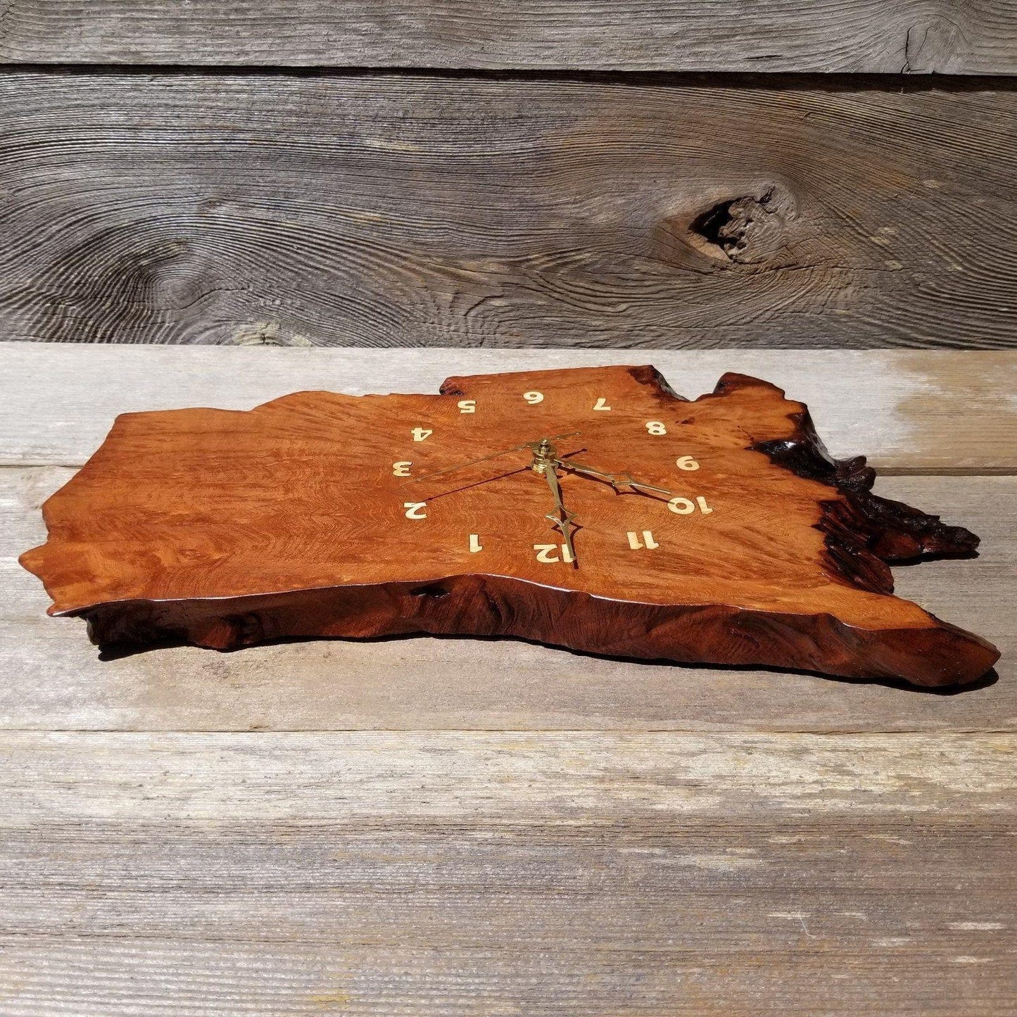 Redwood Clock Handmade Wall Hanging Rustic Wedding Gift Burl Live Edge #180 Mini Wall Clock 5th Anniversary Gift