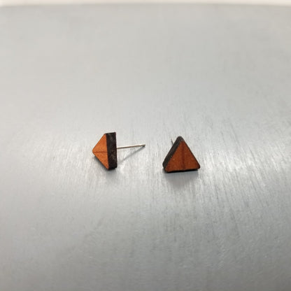 Redwood Earrings - Triangle Wood Earrings - California Redwood Stud Earrings