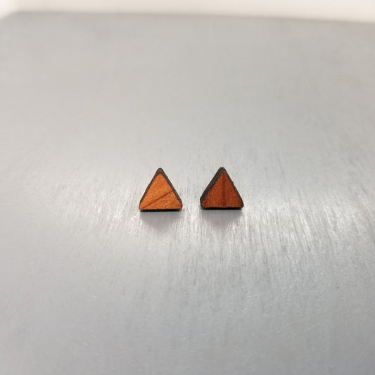 Triangle Wood Earrings - Wood Stud Earrings