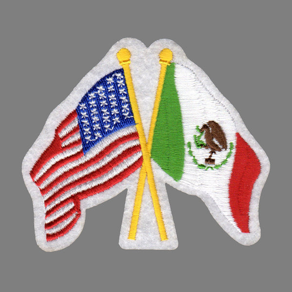 USA and Mexico Flags Iron On Patch Crossed Flags – Happy Wood Products