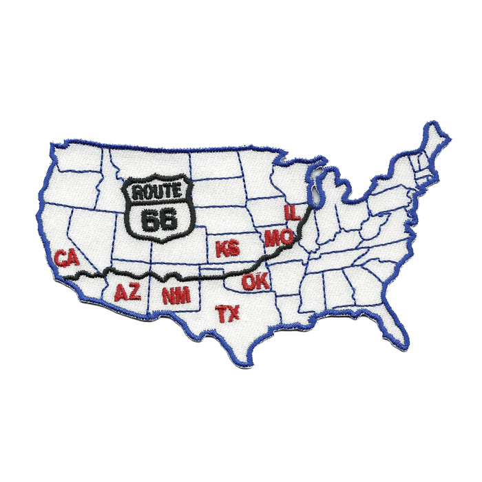 Route 66 USA Map Iron on Patch Souvenir Badge Emblem Applique