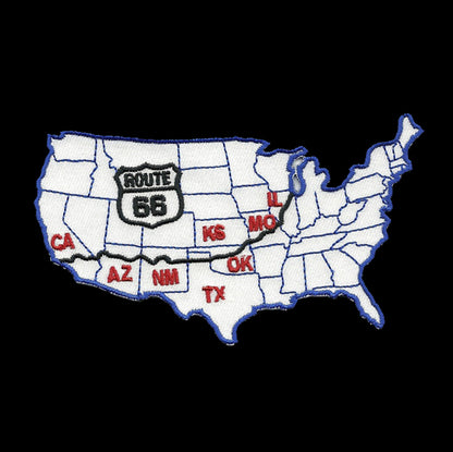 Route 66 USA Map Iron on Patch Souvenir Badge Emblem Applique