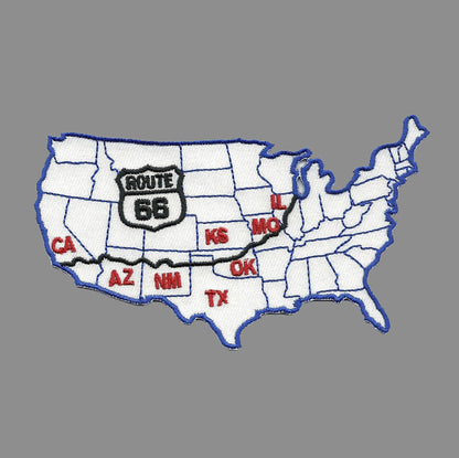 Route 66 USA Map Iron on Patch Souvenir Badge Emblem Applique