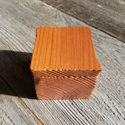 Wood Ring Box Redwood Rustic Handmade California Redwood Jewelry Box Storage Box Square 3 inch #403 Token Ashes Girls Jewelry