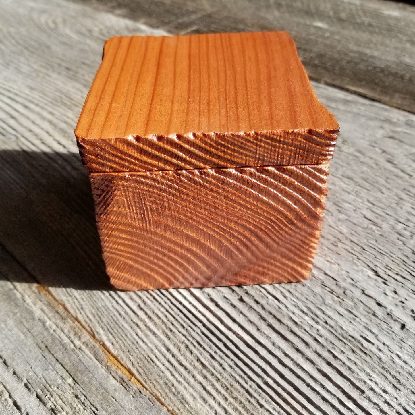 Wood Ring Box Redwood Rustic Handmade California Redwood Jewelry Box Storage Box Square 3 inch #403 Token Ashes Girls Jewelry