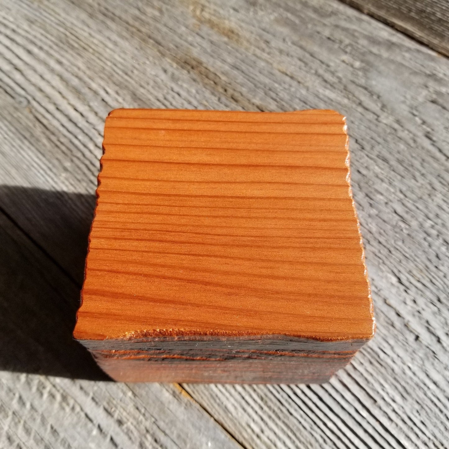 Wood Ring Box Redwood Rustic Handmade California Redwood Jewelry Box Storage Box Square 3 inch #403 Token Ashes Girls Jewelry