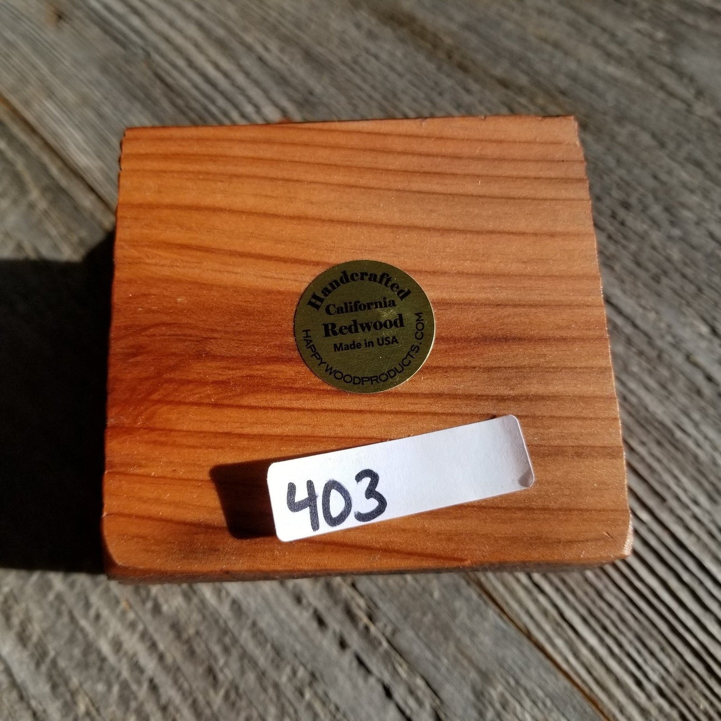 Wood Ring Box Redwood Rustic Handmade California Redwood Jewelry Box Storage Box Square 3 inch #403 Token Ashes Girls Jewelry