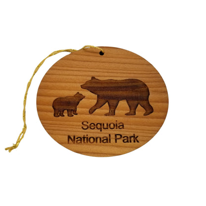 Sequoia National Park Black Bear and Cub Ornament Handmade Wood Ornament California Souvenir CA Christmas Ornament