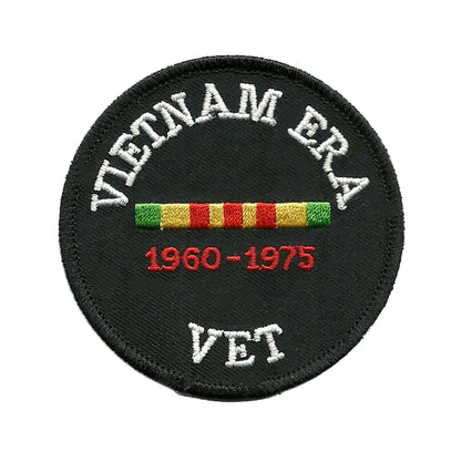 Vietnam Era Vet Patch Iron On Black Circle - Badge Emblem Applique Accessory