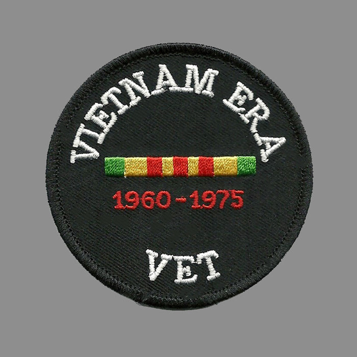 Vietnam Era Vet Patch Iron On Black Circle - Badge Emblem Applique Accessory