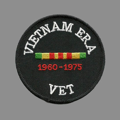 Vietnam Era Vet Patch Iron On Black Circle - Badge Emblem Applique Accessory
