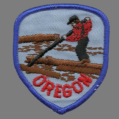 Vintage Oregon Patch - Logger - Lumberjack - Iron On Souvenir Shield Badge Emblem