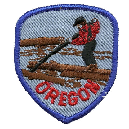 Vintage Oregon Patch - Logger - Lumberjack - Iron On Souvenir Shield Badge Emblem