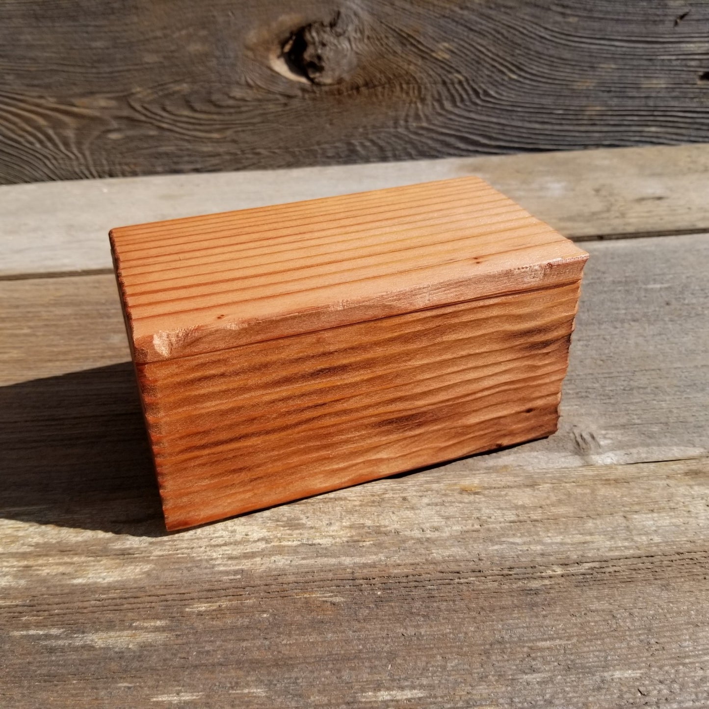 Wood Box Redwood Rustic Handmade California Redwood Jewelry Box 6 inch Memories