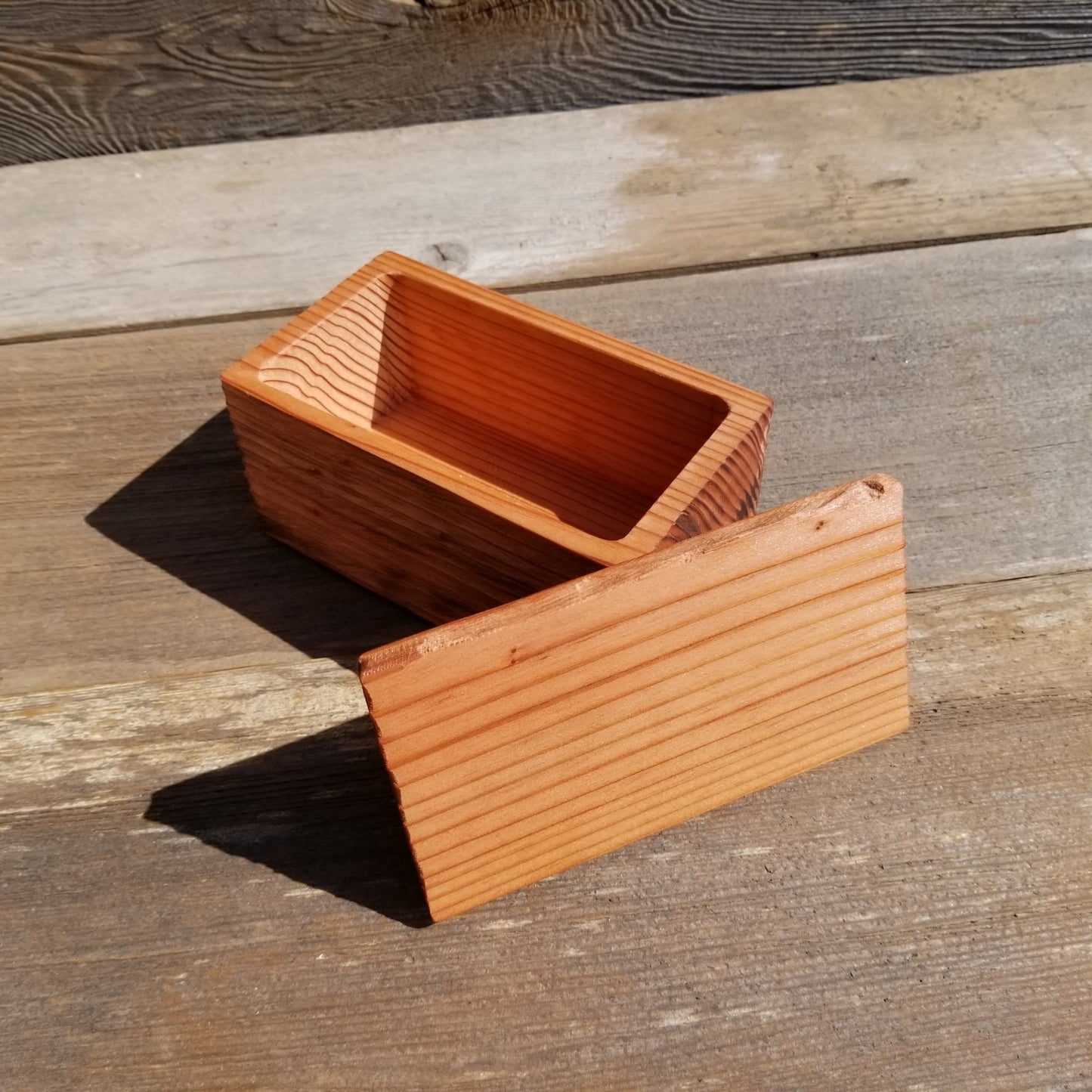 Wood Box Redwood Rustic Handmade California Redwood Jewelry Box 6 inch Memories