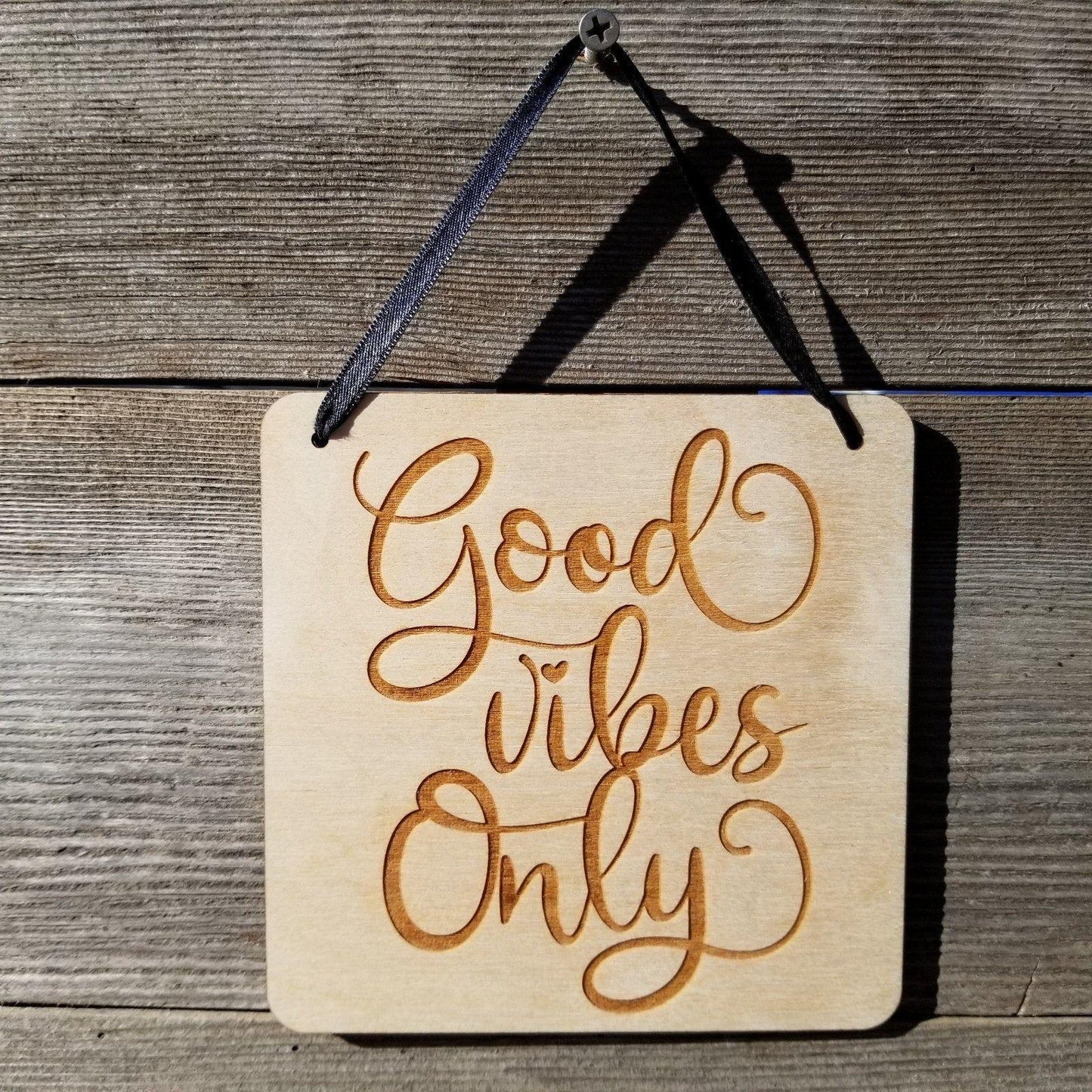 Inspirational Sign - Good Vibes Only Sign - Rustic Decor - Hanging Wall Sign - Office Sign - Encouraging Sign Positive Gift