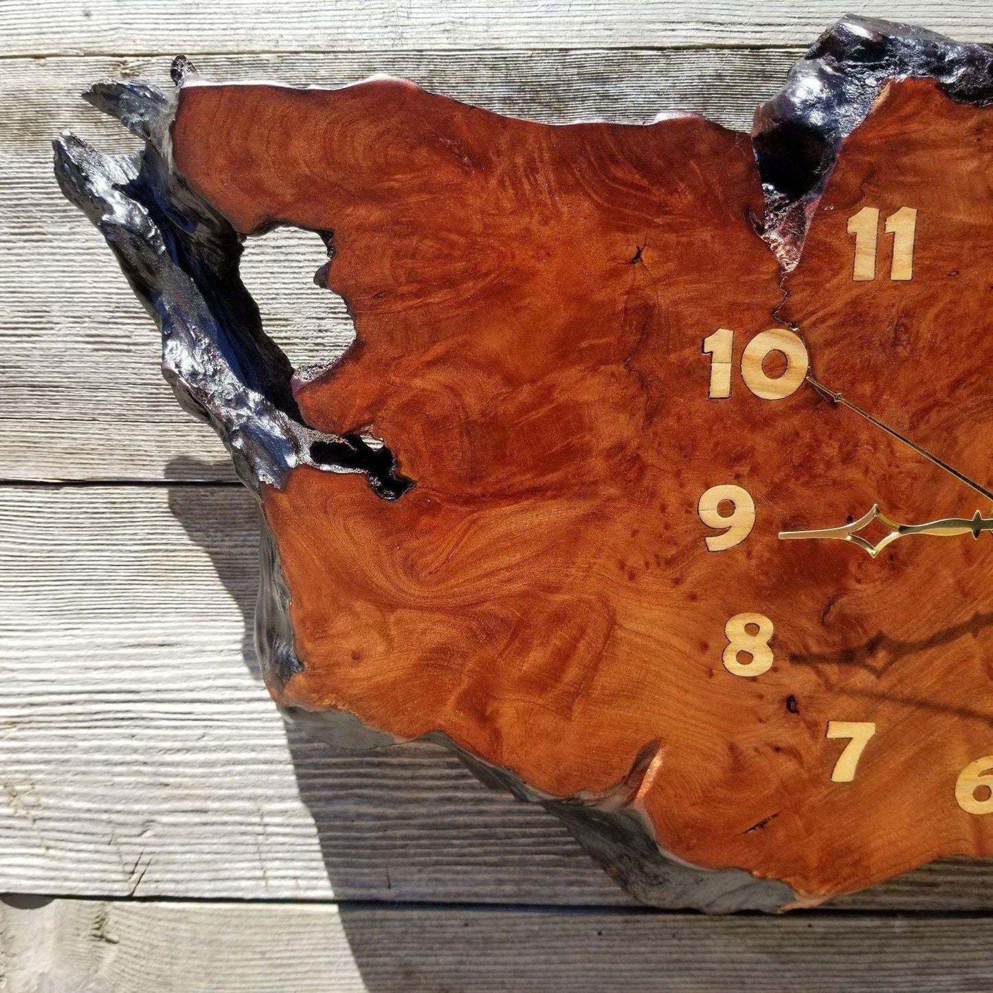 Redwood Clock Handmade Wall Hanging Rustic Burl Live Edge #175 Anniversary Gift Wedding Gift One Of a Kind Small Wall Clock