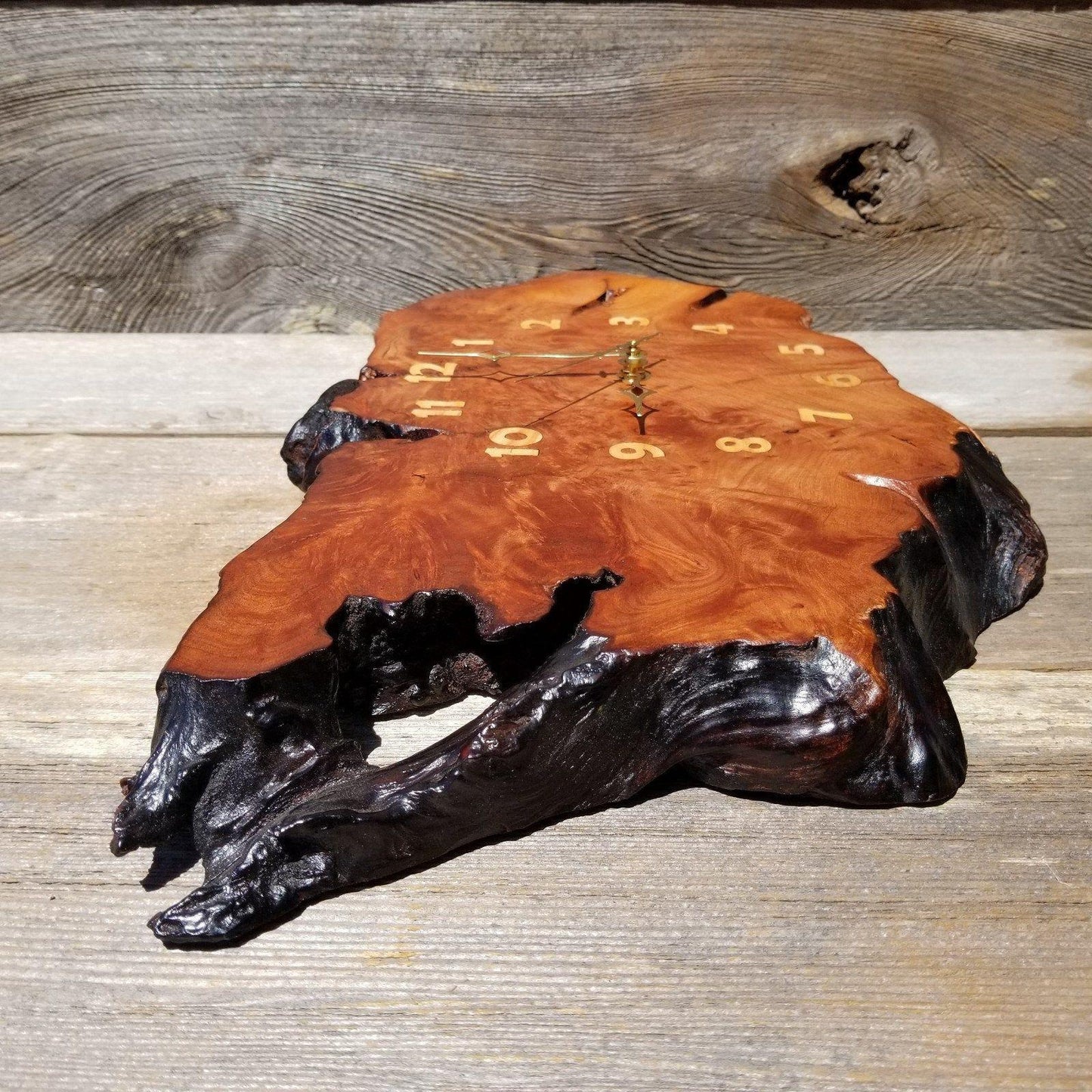 Redwood Clock Handmade Wall Hanging Rustic Burl Live Edge #175 Anniversary Gift Wedding Gift One Of a Kind Small Wall Clock