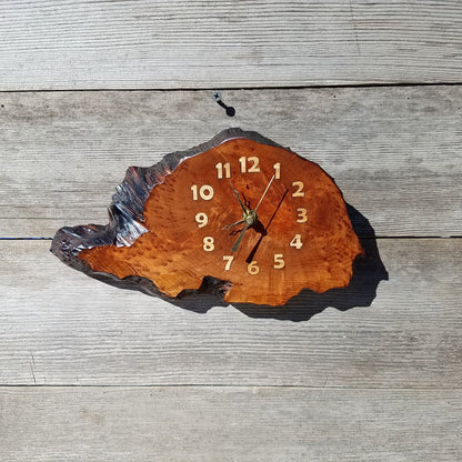 Redwood Clock Mini Handmade Wall Hanging Rustic Wedding Gift Burl Live Edge #344 Anniversary Housewarming Gift