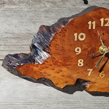 Redwood Clock Mini Handmade Wall Hanging Rustic Wedding Gift Burl Live Edge #344 Anniversary Housewarming Gift