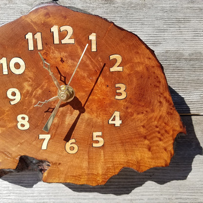 Redwood Clock Mini Handmade Wall Hanging Rustic Wedding Gift Burl Live Edge #344 Anniversary Housewarming Gift