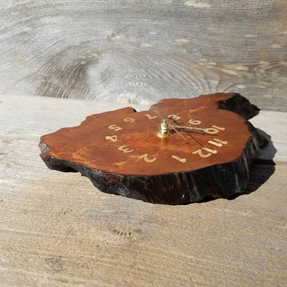 Redwood Clock Mini Handmade Wall Hanging Rustic Wedding Gift Burl Live Edge #344 Anniversary Housewarming Gift