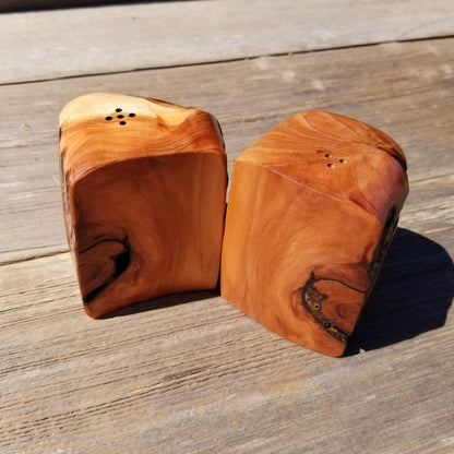 Redwood Salt and Pepper Shakers Set Souvenir California Handmade Rustic Unique Shape Handcrafted Wood Shakers Set #388 2 Tone