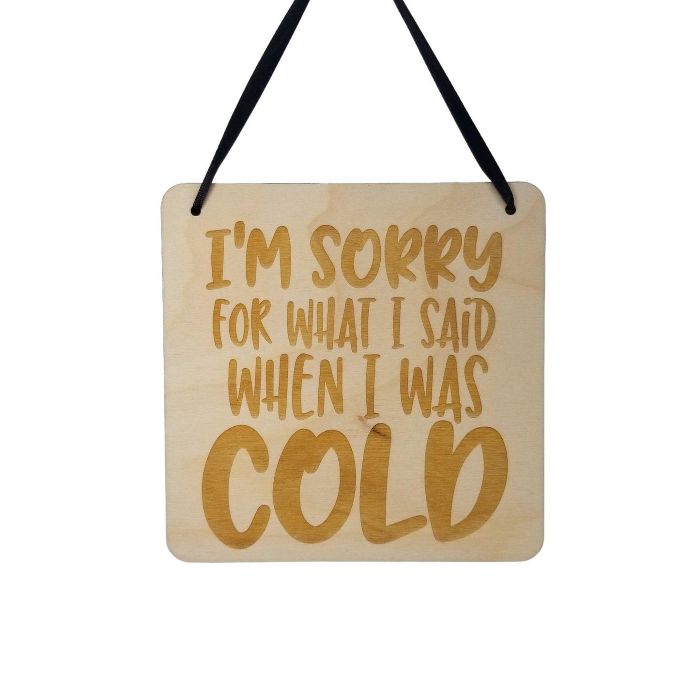 Funny Sign - I'm Sorry For What I Said When I was Cold - Hanging Sign - Wood Plaque Saying Quote Perfect Gift For the Cold Hater Person