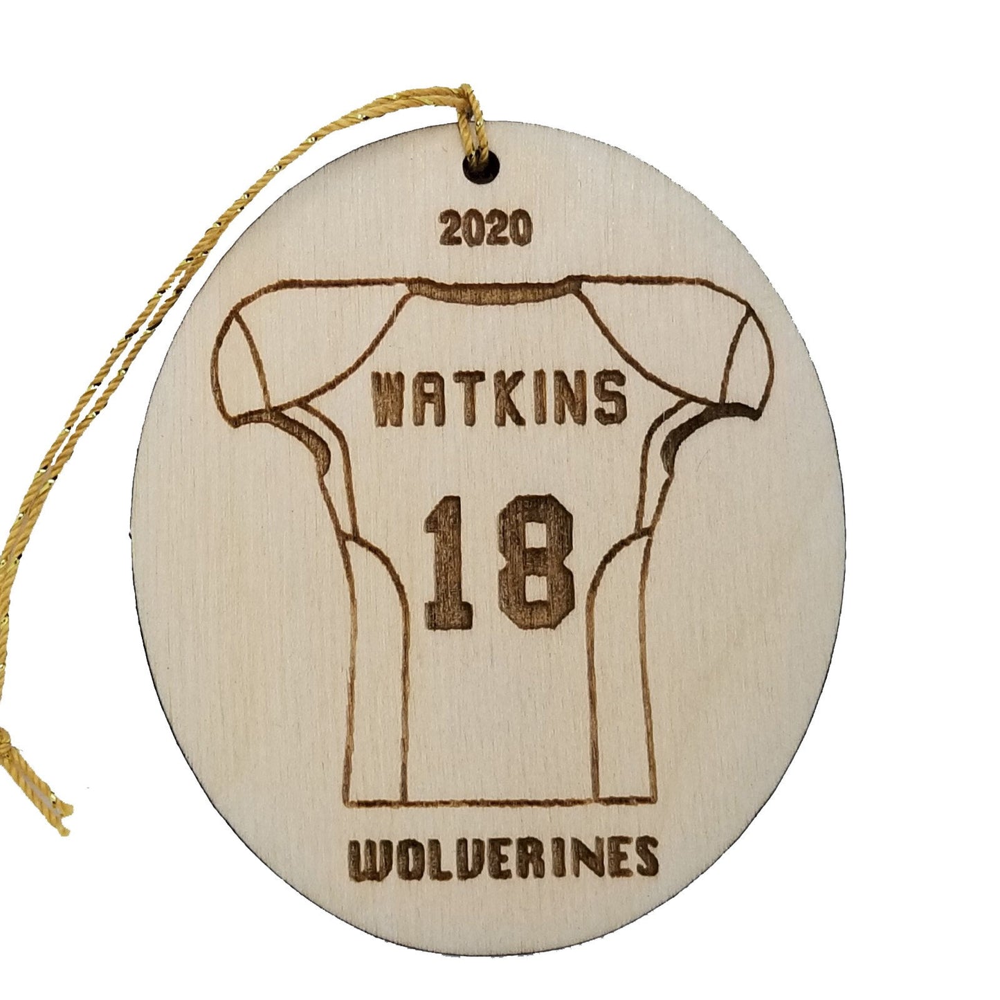 Football Wood Ornament, Custom Football Jersey and Ball Football Player Gift Personalized Made in USA