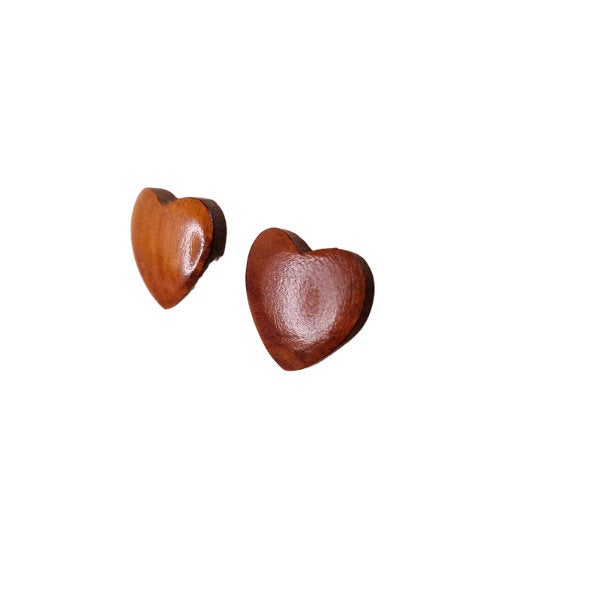 Redwood Earrings - Heart Wood Earrings - California Redwood Stud Earrings - Redwood Burl